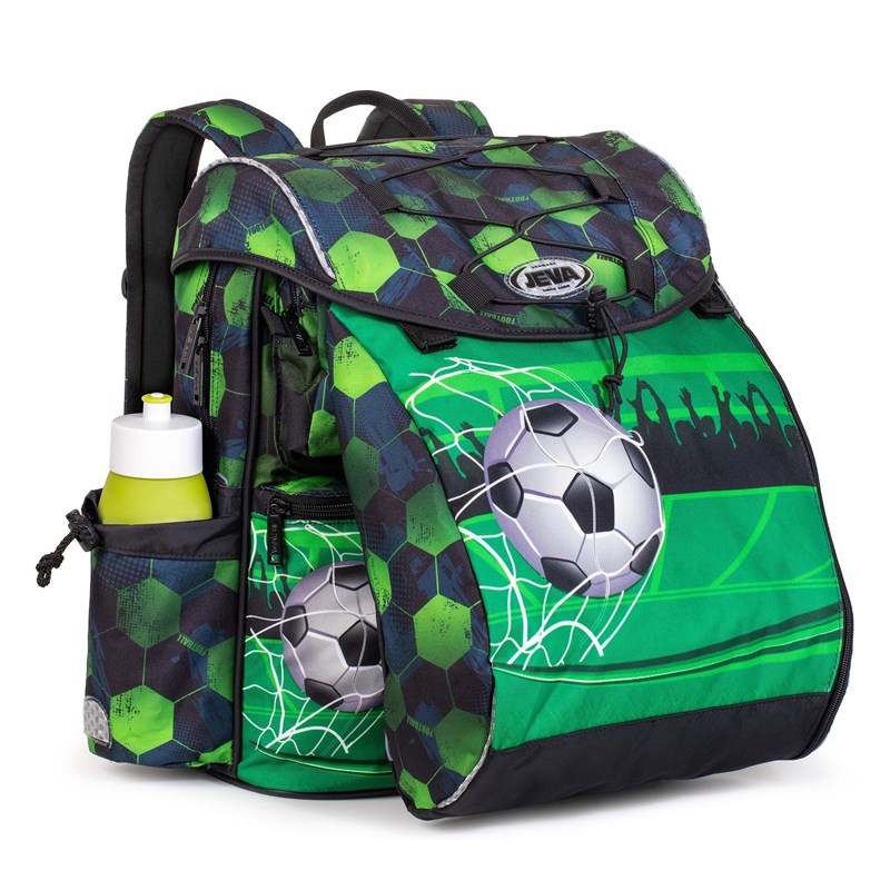 JEVA Skoletaske Intermediate Footba Grøn mønster 2