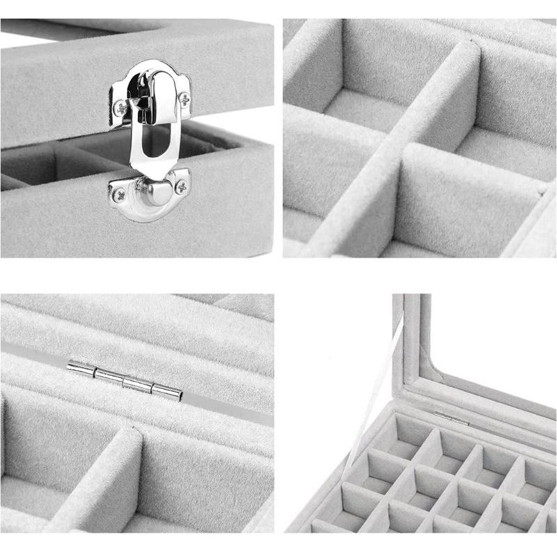 UNIQ Smykkeskrin Velvet Lysegrå 3