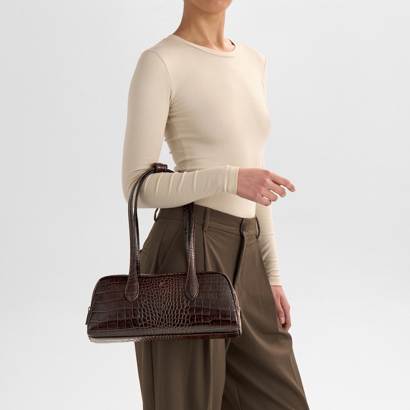 MARKBERG Skuldertaske EdenaMBG Suede Brown Croco 2