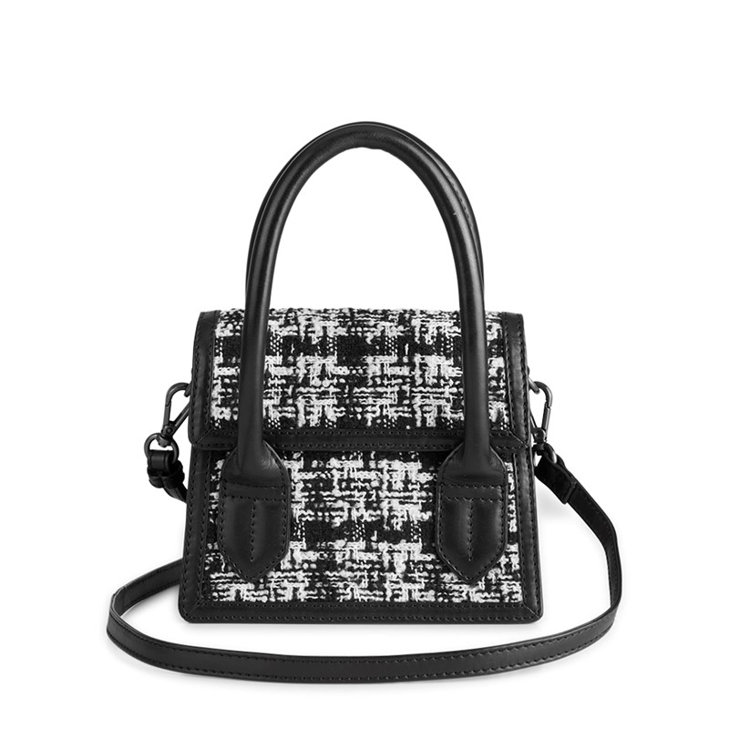 MARKBERG Håndtaske Vivienne Tweed Mix Sort/hvid mønster 1