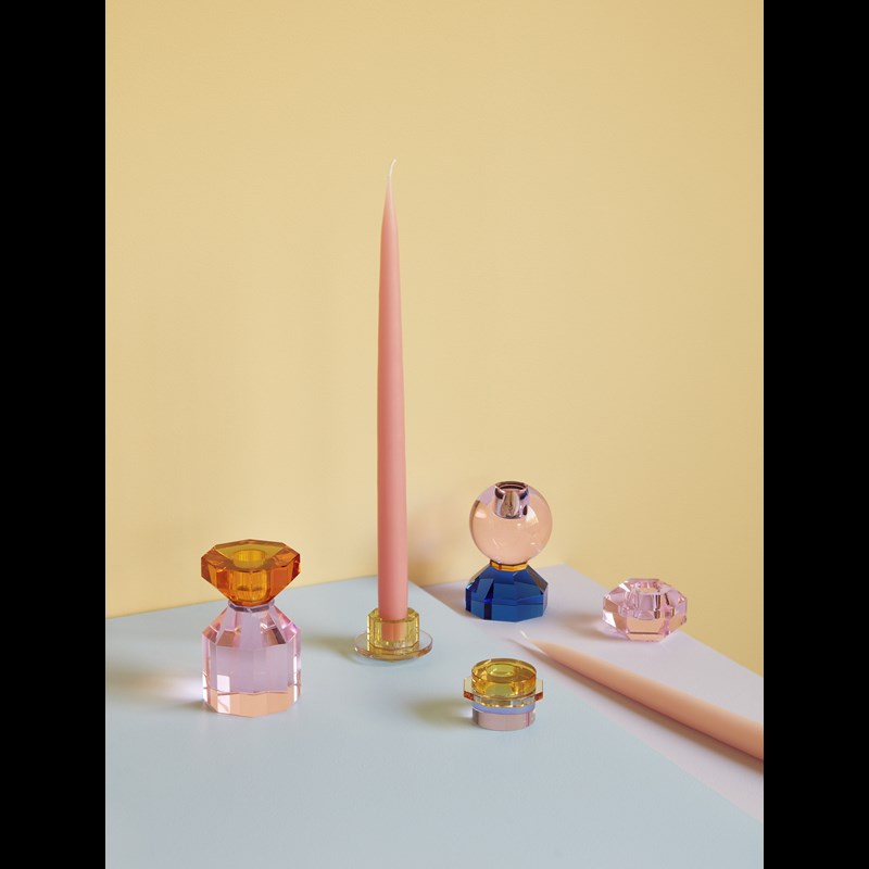 Hübsch Lysestage krystalglas Kobolt 4