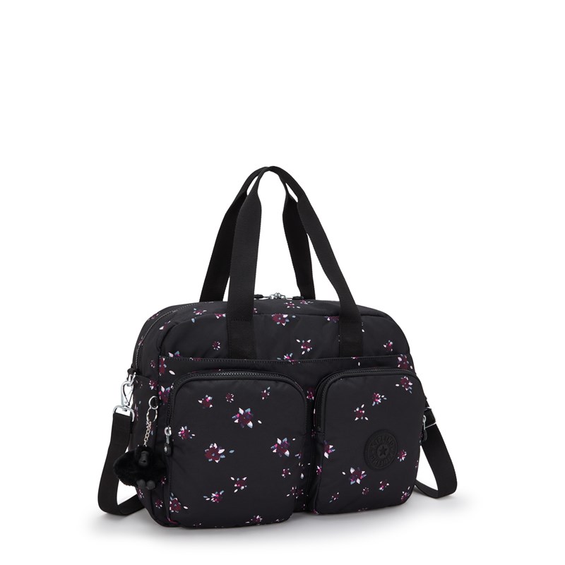 Kipling Sportväska Defea XL Svart/med blommor 15" 4