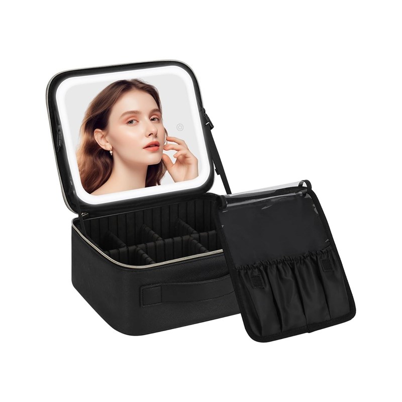 UNIQ Makeup rejsetaske med LED spej Sort 1