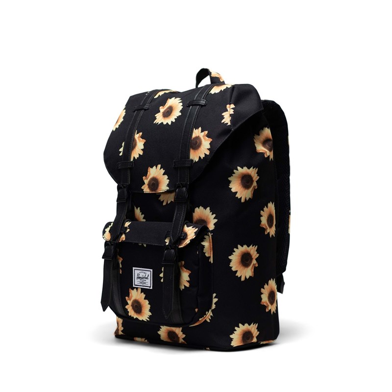 Herschel Rygsæk Little America Mid Sort/med blomster 2