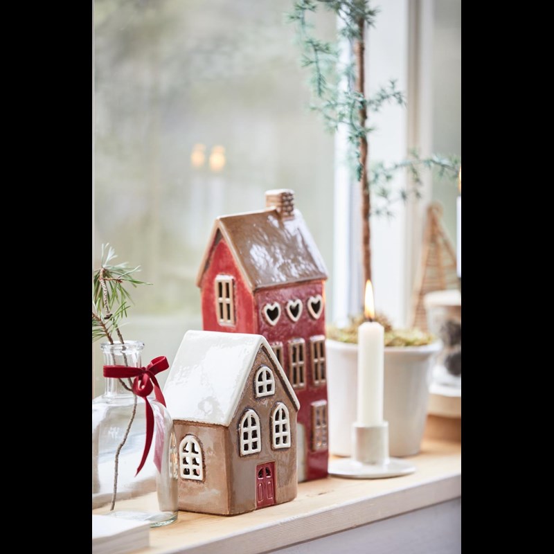 Ib Laursen Fyrfadsstage Hus Stillenat Brun/rød 3