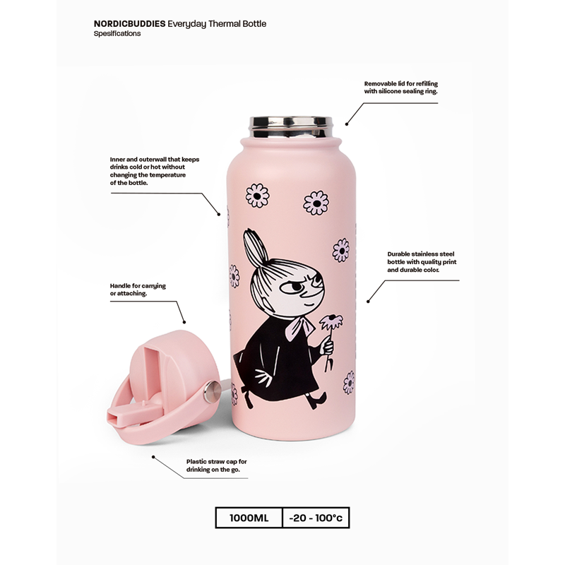 Nordic Buddies Termoflaske Mumi   Pink 7