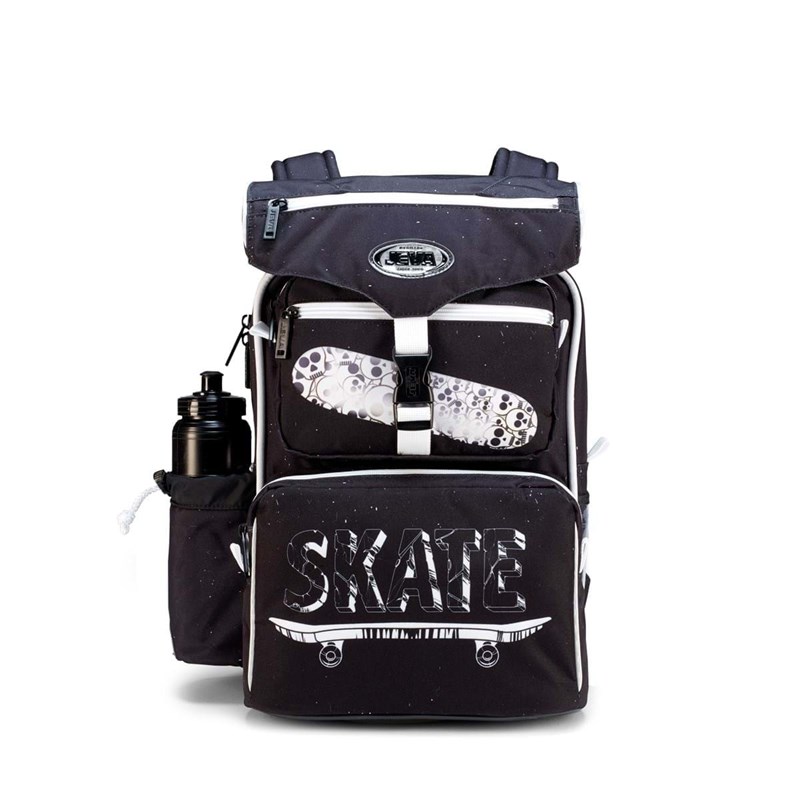 JEVA Skoletaske Beginners Sort/hvid mønster