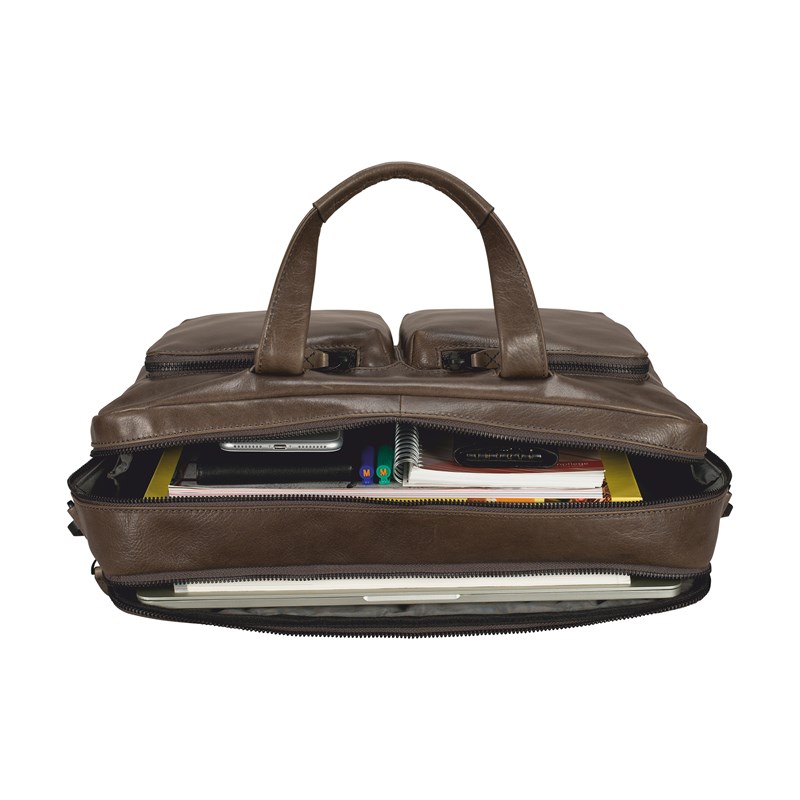 Leonhard Heyden Computertaske Porto 2 Room Gråbrun 15" 2