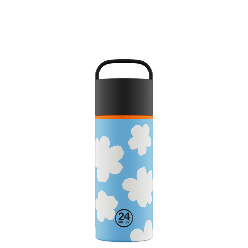 24Bottles Drikkeflaske Spin Bottle Blå m/hvide prikker 1