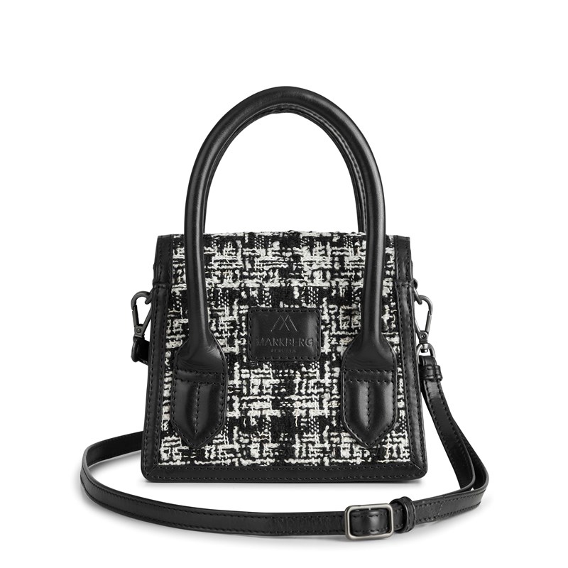 MARKBERG Håndtaske Vivienne Tweed Mix Sort/hvid mønster 9