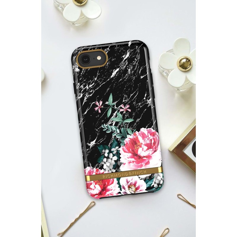 Richmond & Finch Mobilcover Sort/med blomster iPhone 6/6S/7/8/SE 4