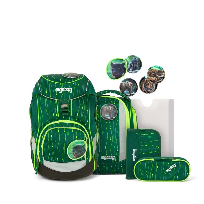 Ergobag Skoletaskesæt Pack Lumi Grøn mønster 1