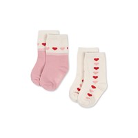 Konges Sløjd Strumpor Jaquard 2-Pack Heart Rosa Str. 17-18