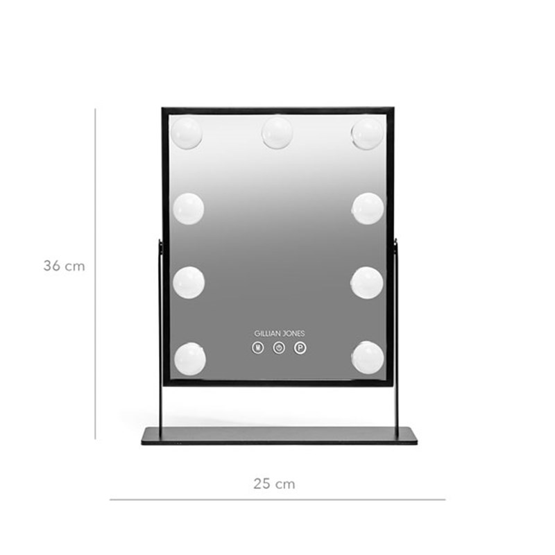 Gillian Jones Spejl Hollywood med LED Pærer Sort 2