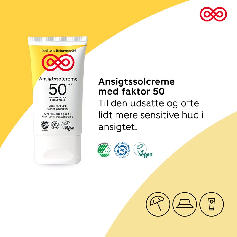 Kræftens Bekæmpelse Ansigtssolcreme SPF50 Hvid 5