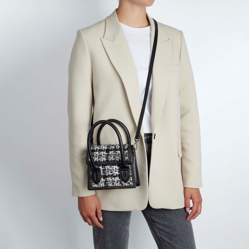 MARKBERG Håndtaske Vivienne Tweed Mix Sort/hvid mønster 2