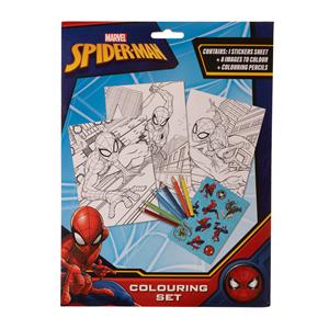 Spiderman Tegnesæt m. farveblyanter Blå/Rød/Sort