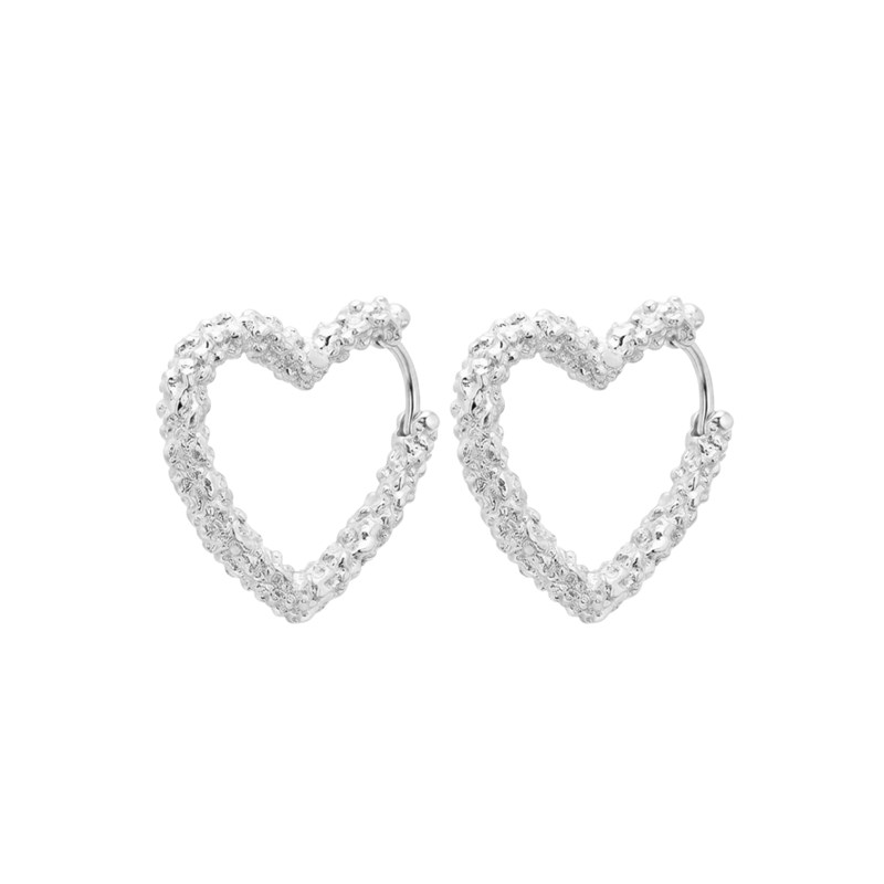 Winther Studio Øreringe Hoops Heart Sølv 3